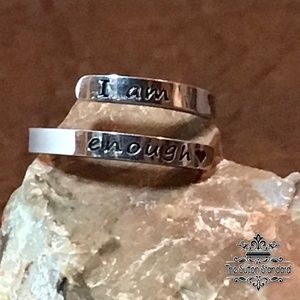 I am Enough engraved wrap ring